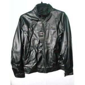 **R ROSSO BLACK & GOLD** Men's Black Leather Jacket Size 2XL New W/Tags